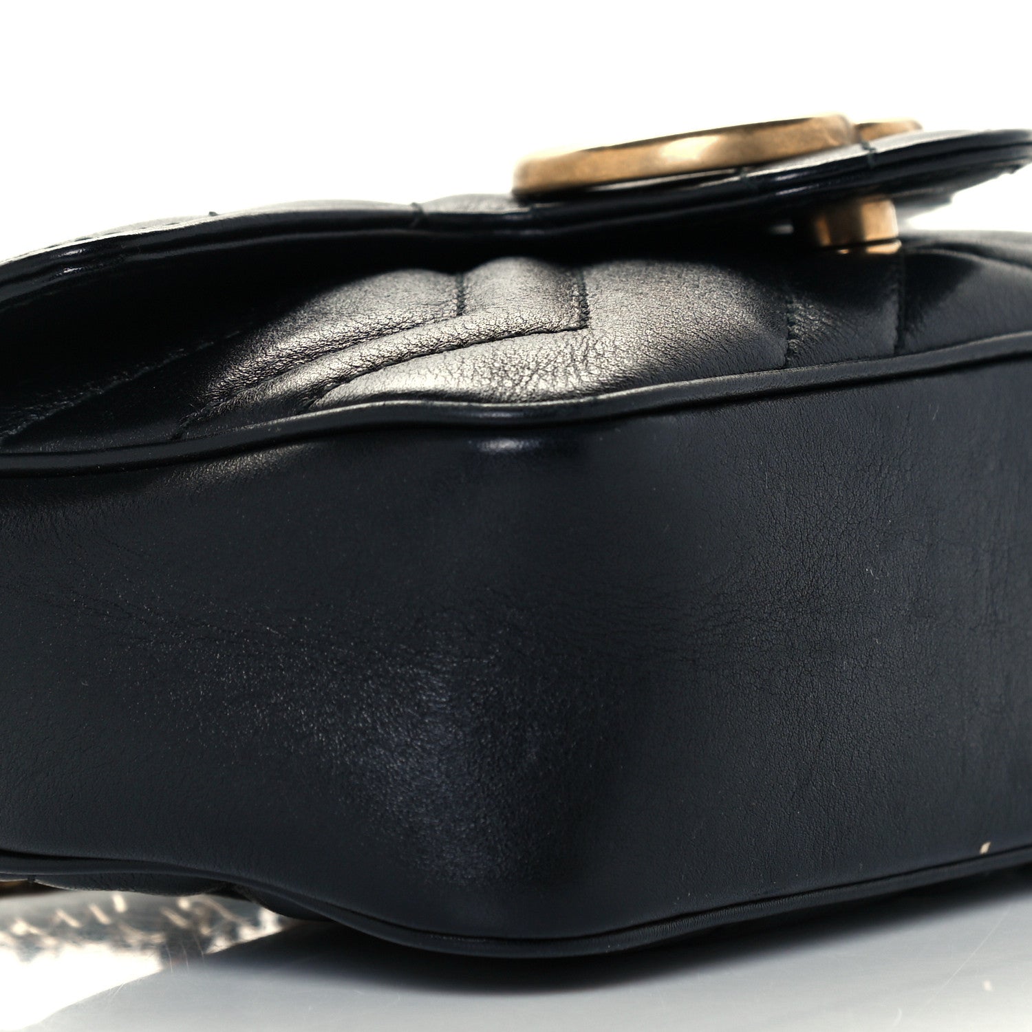 Gucci Calfskin Matelasse Super Mini GG Marmont Shoulder Bag Black 10 of 11