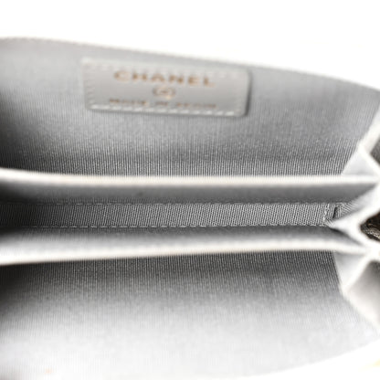 Chanel Caviar Quilted Boy Zip Around Coin Purse Wallet Grey 5 of 8