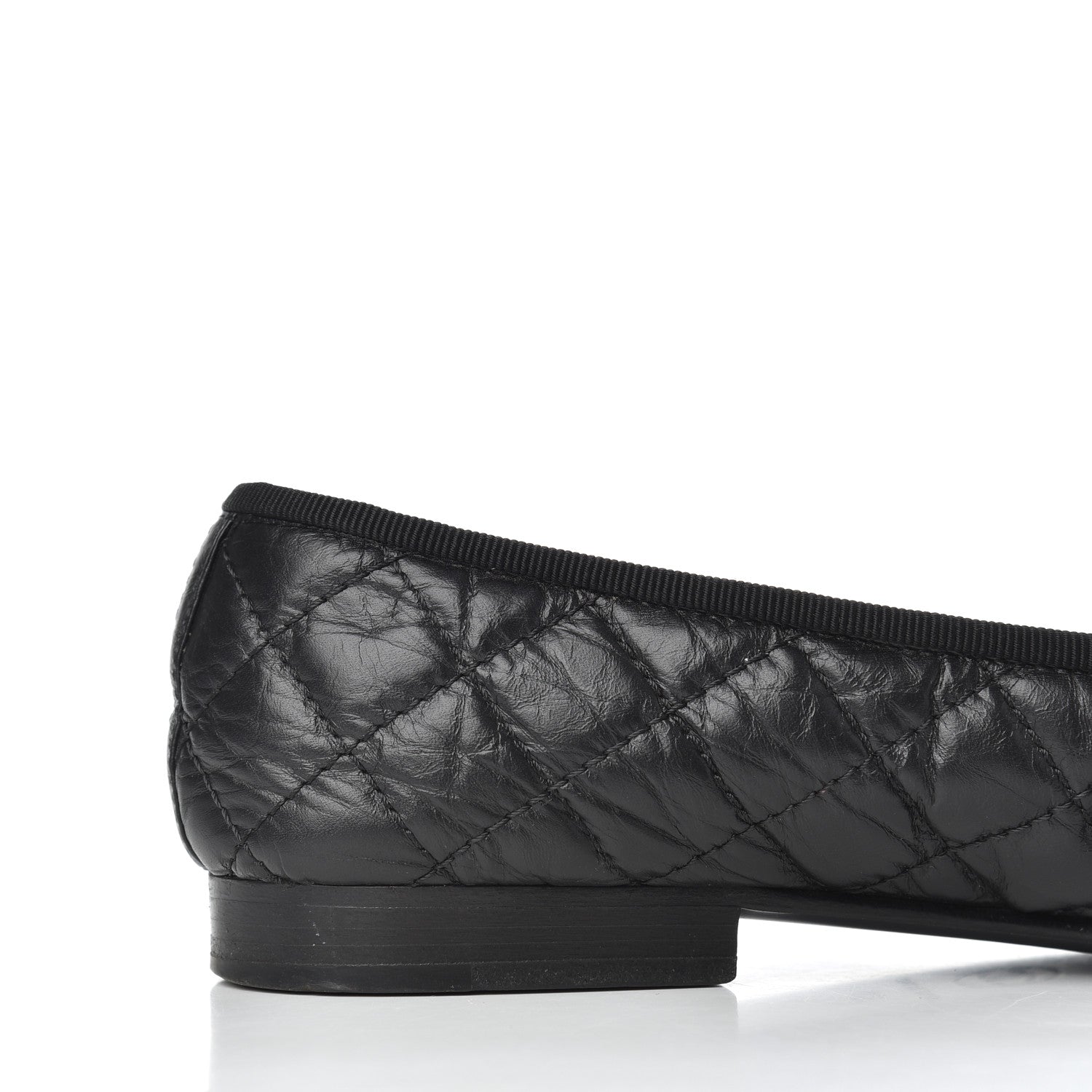 Chanel Aged Calfskin Quilted CC Cap Toe Ballerina Flats 38 Black 12 of 25
