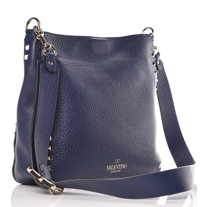 Valentino Garavani Calfskin Small Rockstud Flip-Lock Messenger Bag Blue 3 of 9