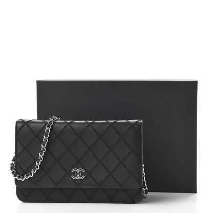Chanel Calfskin Whipstitch Wallet On Chain WOC Black 12 of 12