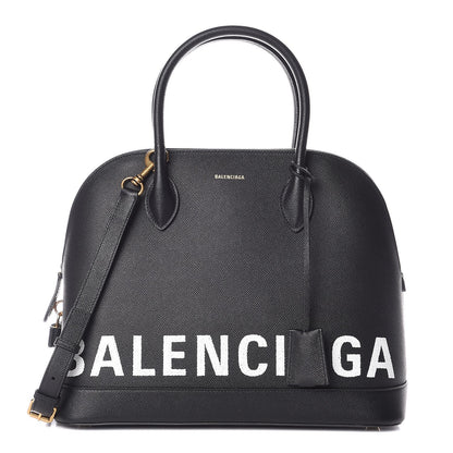 Balenciaga Signature Grained Calfskin Logo M Ville Top Handle Bag Black 1 of 10