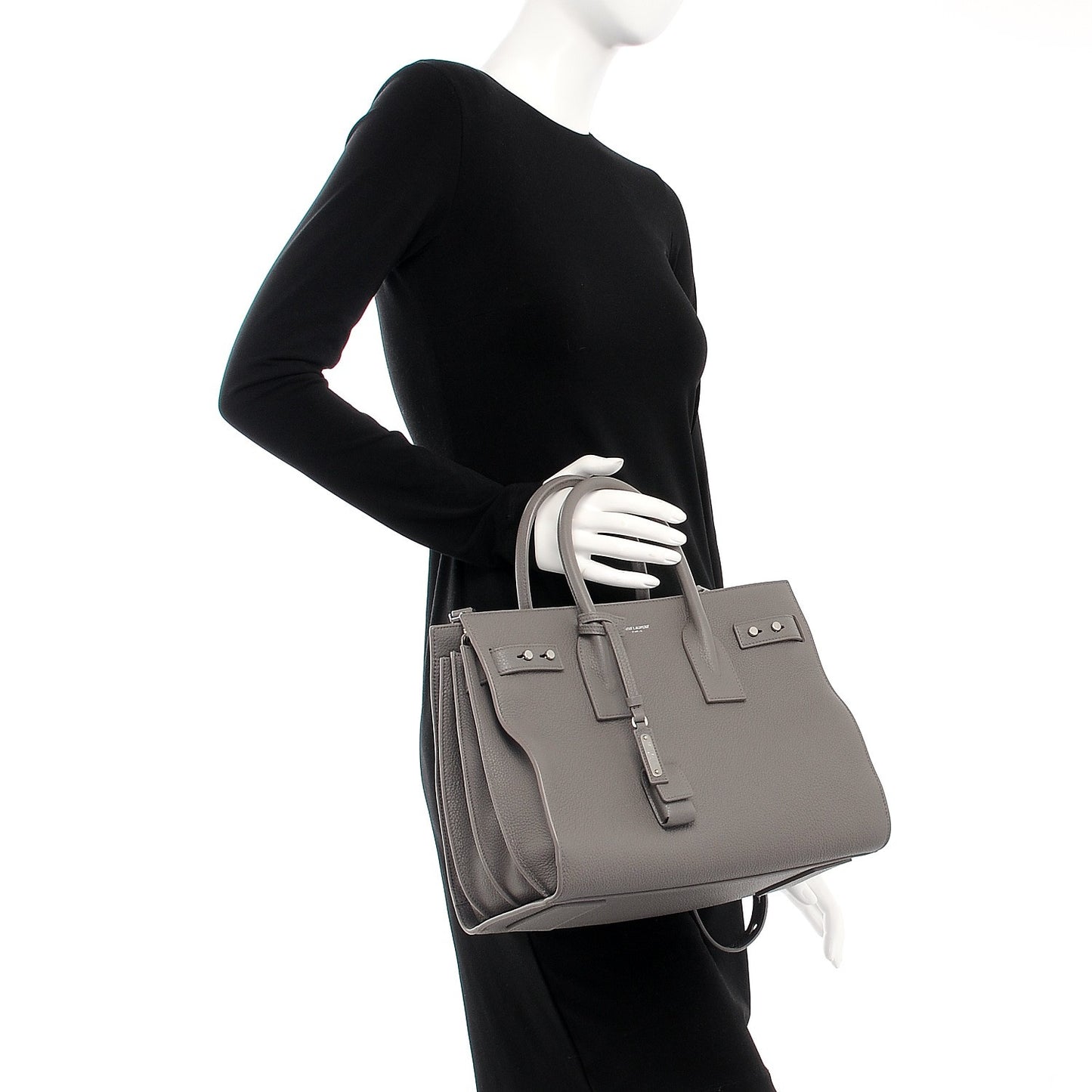 Grained Calfskin Small Supple Sac De Jour Fog