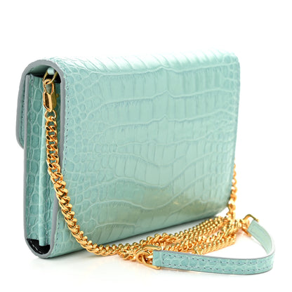 Tom Ford Calfskin Crocodile Embossed Mini Whitney Shoulder Bag Pastel Turquoise 3 of 9