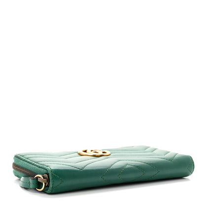 Gucci Calfskin Matelasse GG Marmont Zip Around Wallet Emerald Green 4 of 7