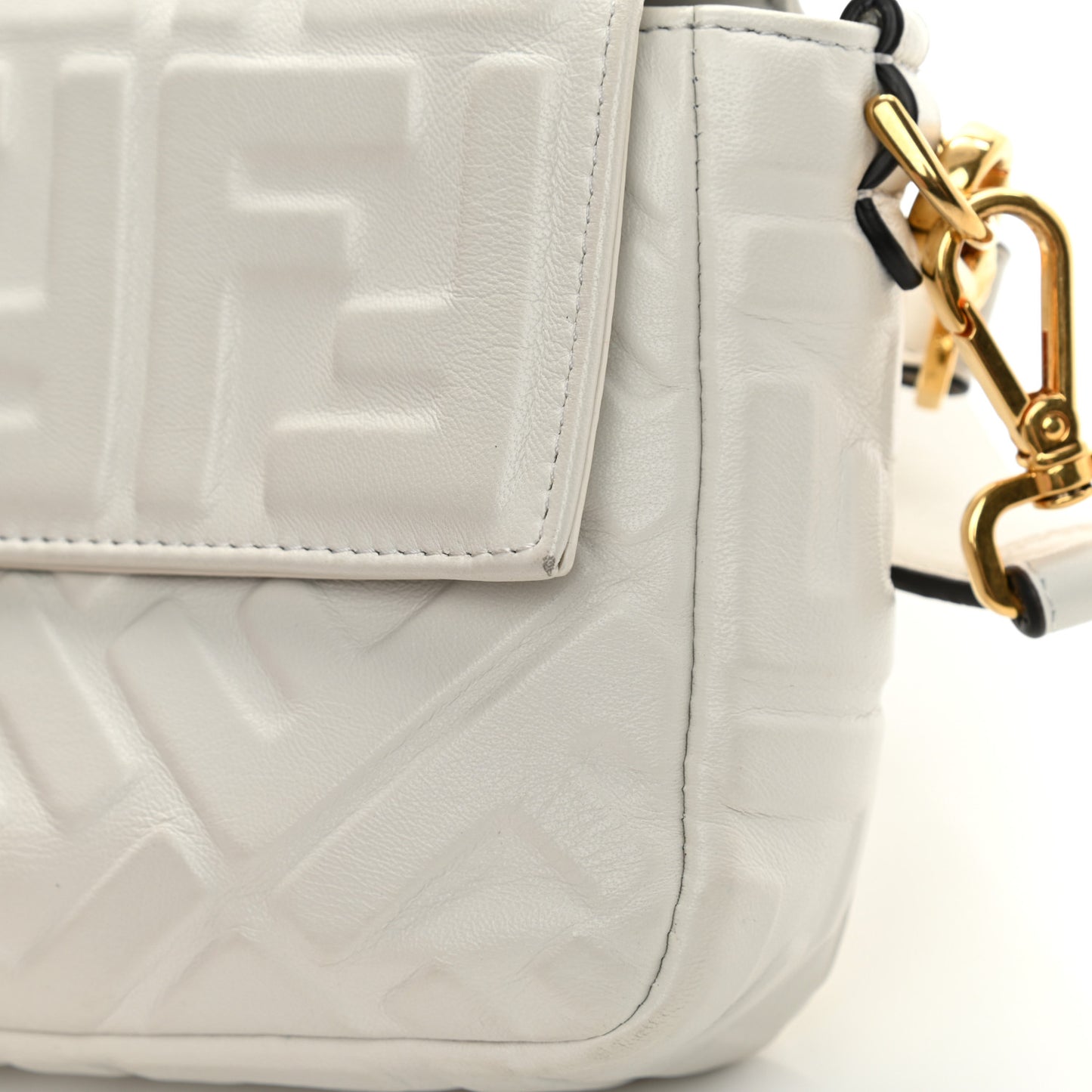 Nappa FF 1974 Embossed Baguette White
