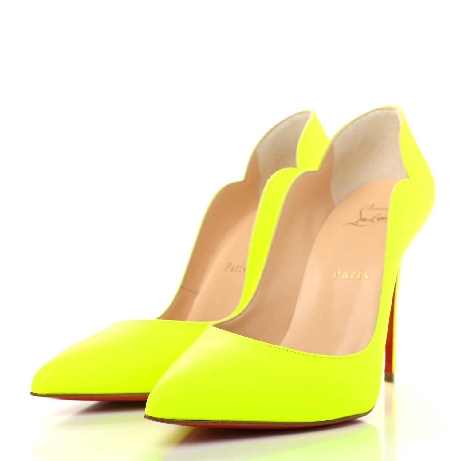 Christian Louboutin Calfskin Hot Chick 100 Pumps 38.5 Fluo 3 of 7