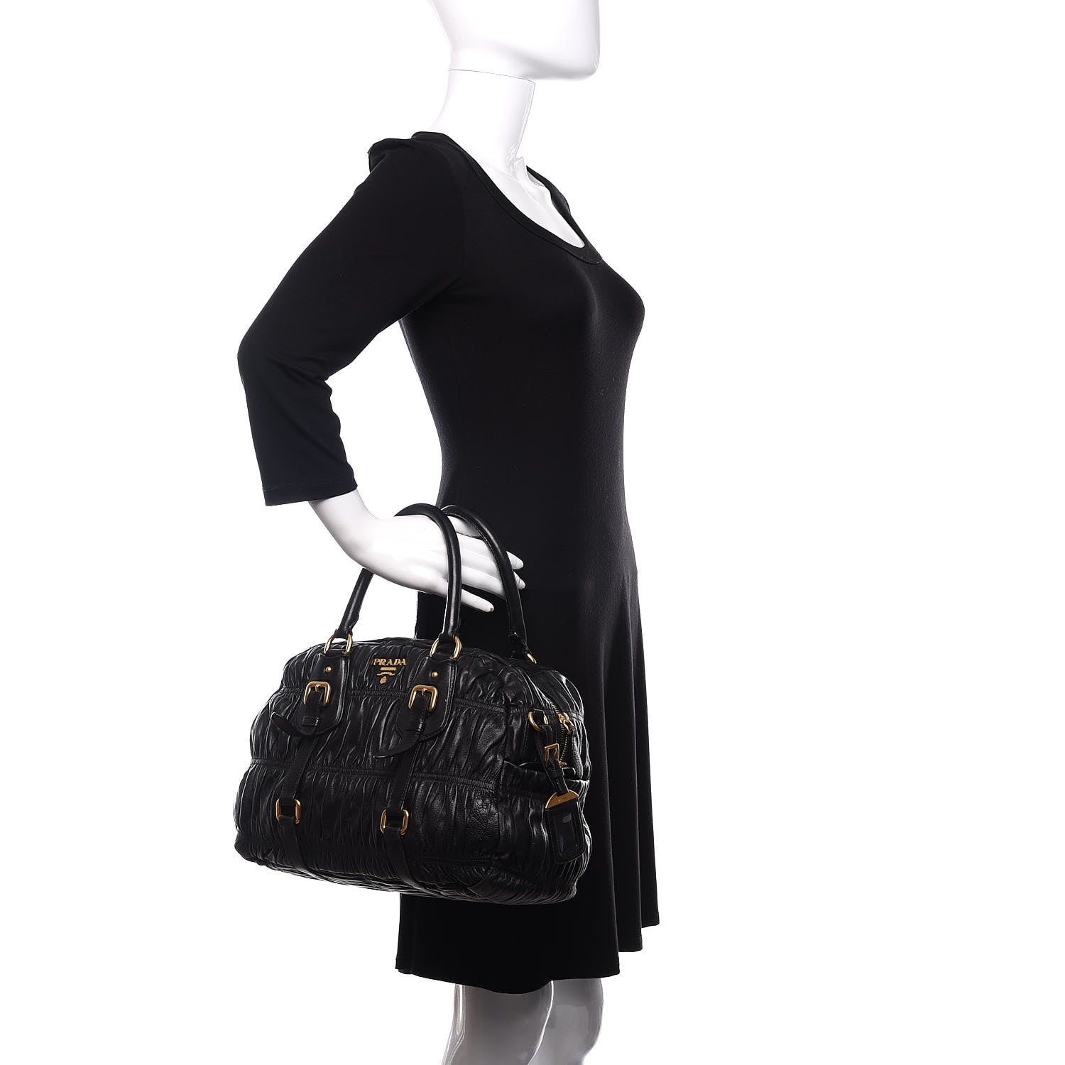 Prada Nappa Gaufre Tote Black 2 of 19
