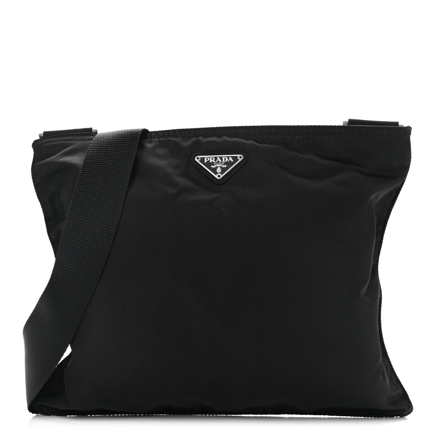 Prada Nylon Vela Flat Messenger Bag Black 1 of 11