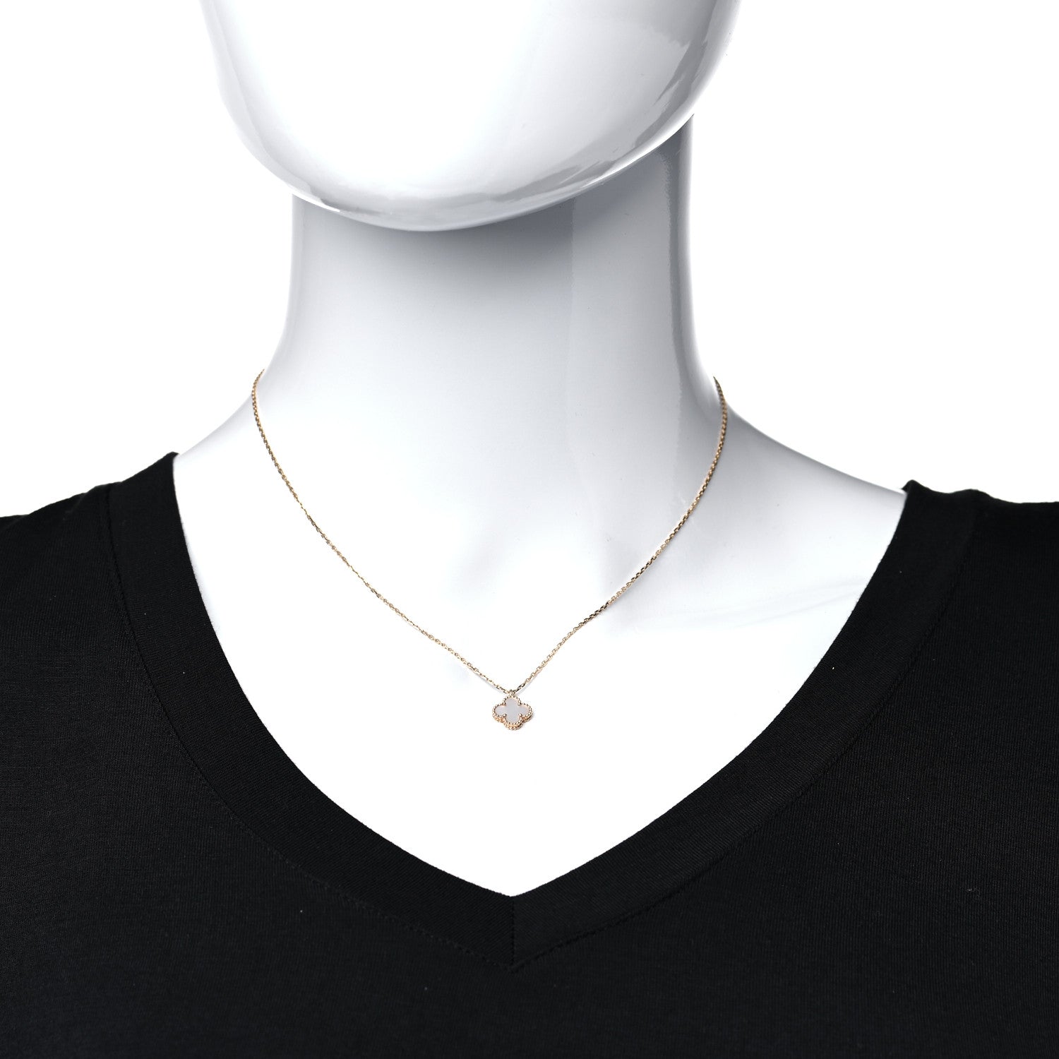 Van Cleef & Arpels 18K Yellow Gold Mother of Pearl Sweet Alhambra Pendant Necklace 2 of 8