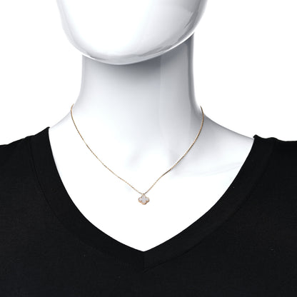 Van Cleef & Arpels 18K Yellow Gold Mother of Pearl Sweet Alhambra Pendant Necklace 2 of 8