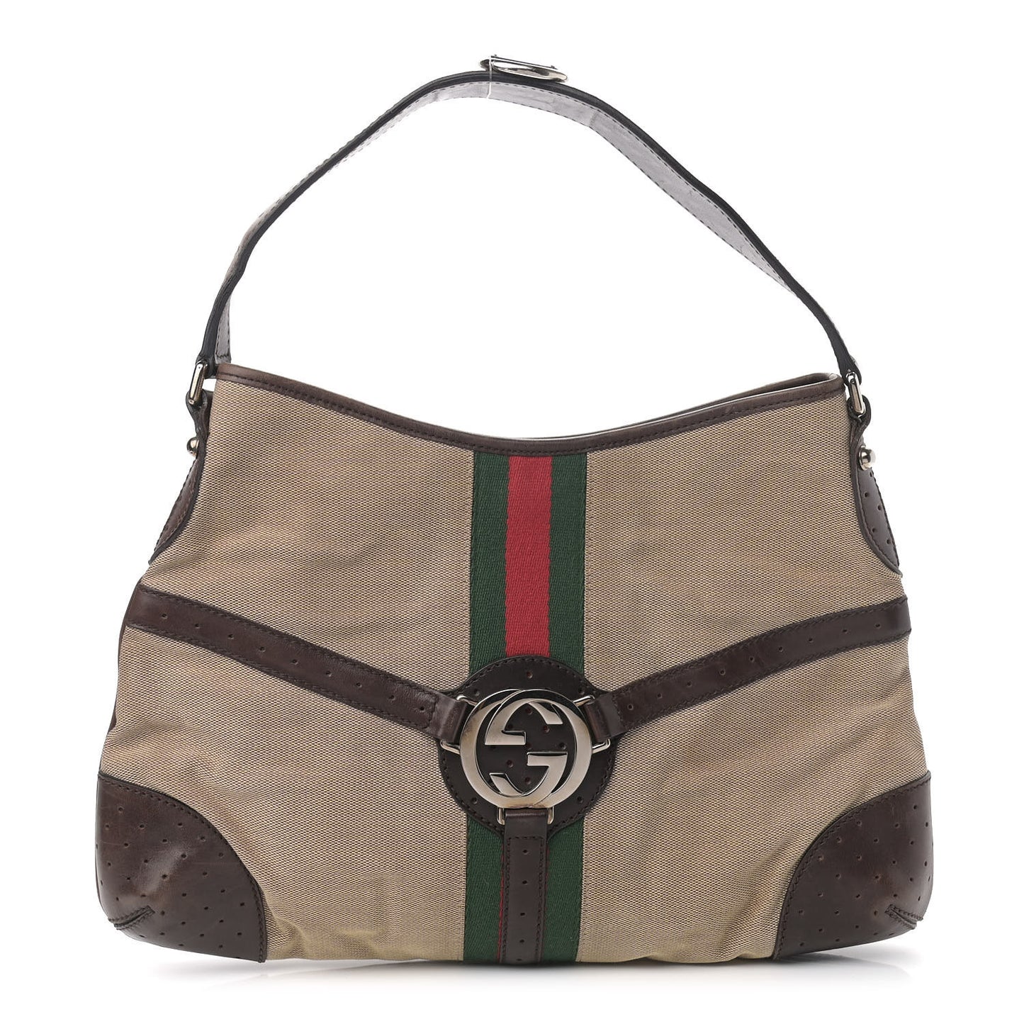 Canvas Web GG Shoulder Bag Brown