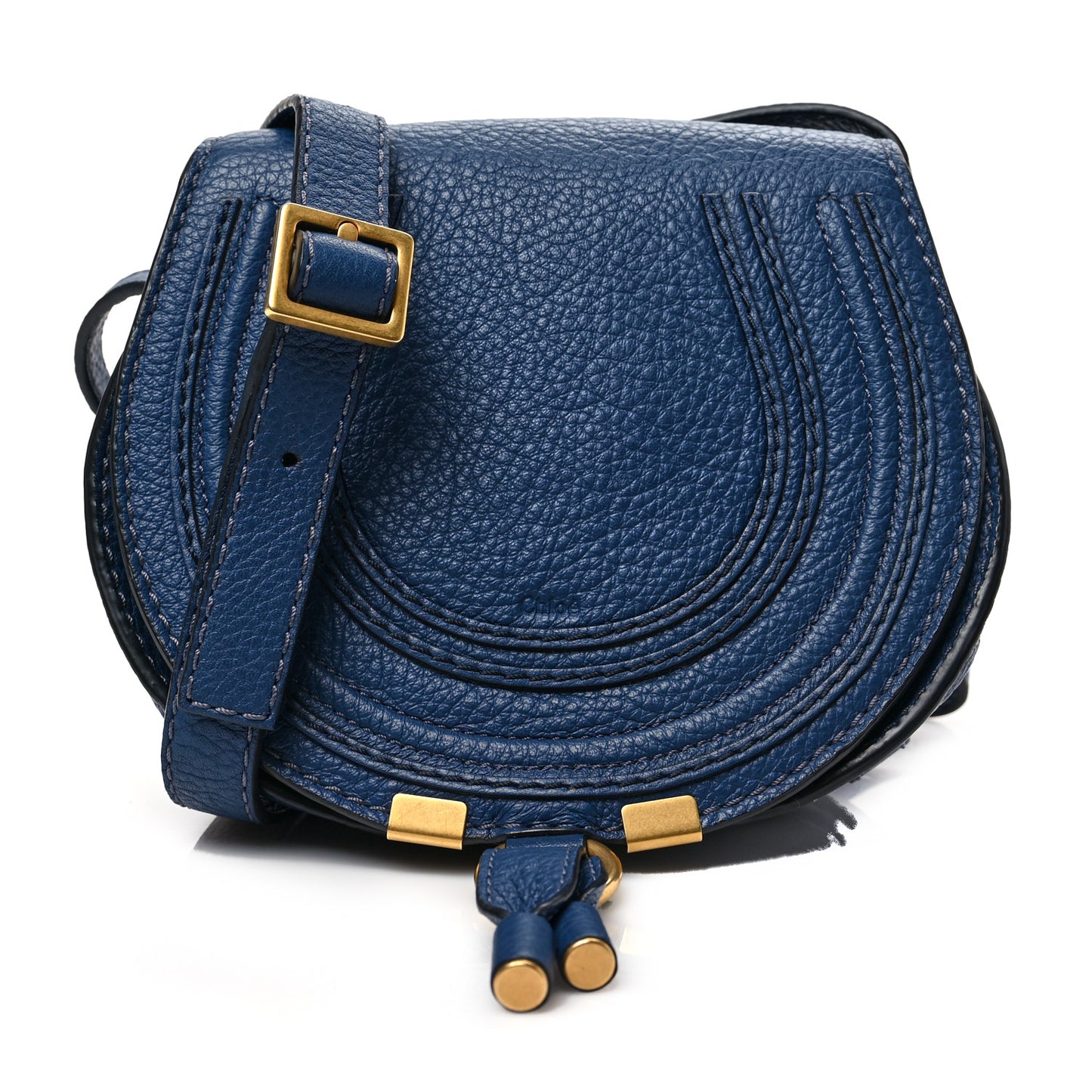 Calfskin Mini Marcie Round Crossbody Bag Royal Navy