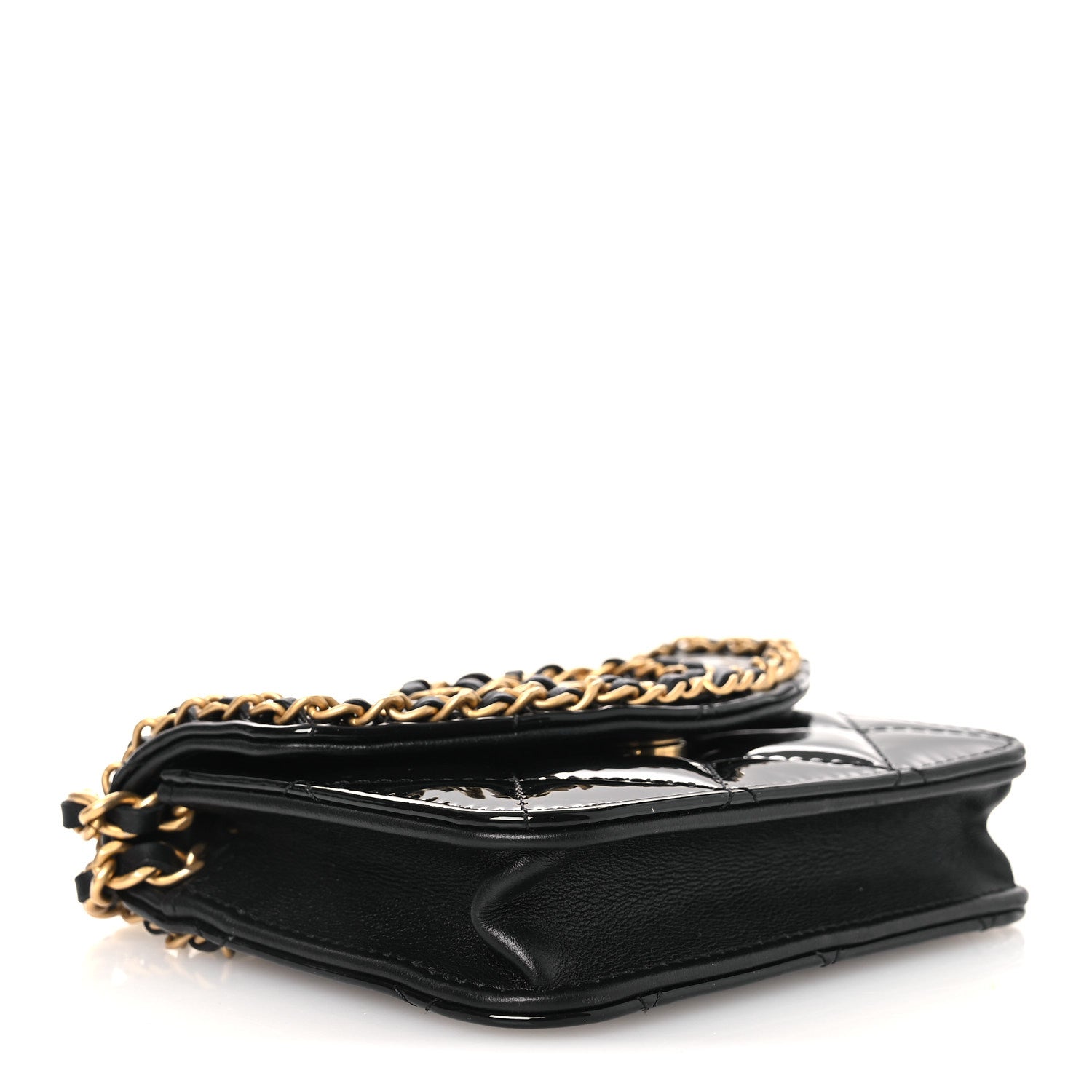 Chanel Patent Quilted Chain Around Heart Mini Chain Flap Black 4 of 12