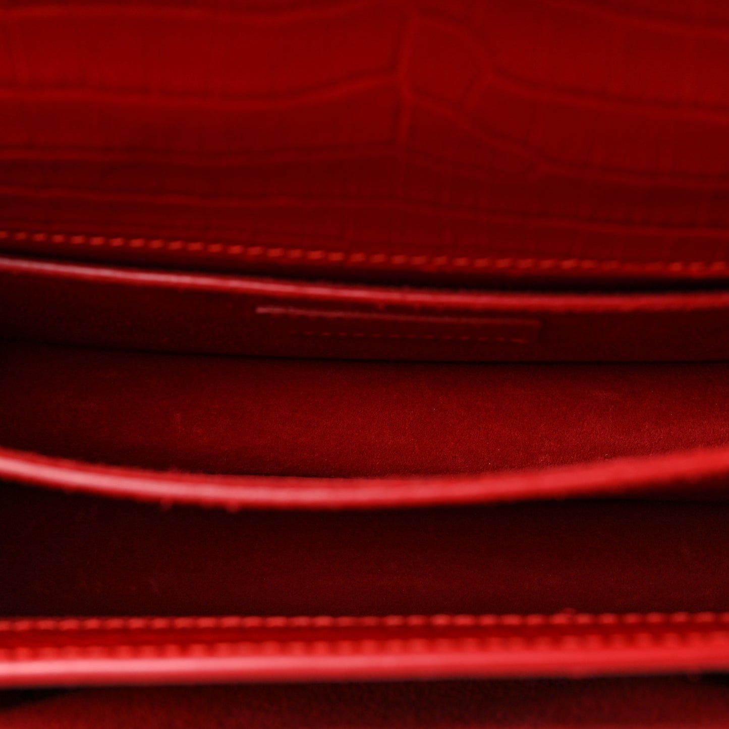 Calfskin Crocodile Embossed Medium Monogram Sunset Rouge Eros