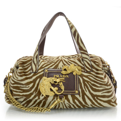 Prada Calf Hair Zebra Print Shoulder Bag White Bruciato 1 of 9