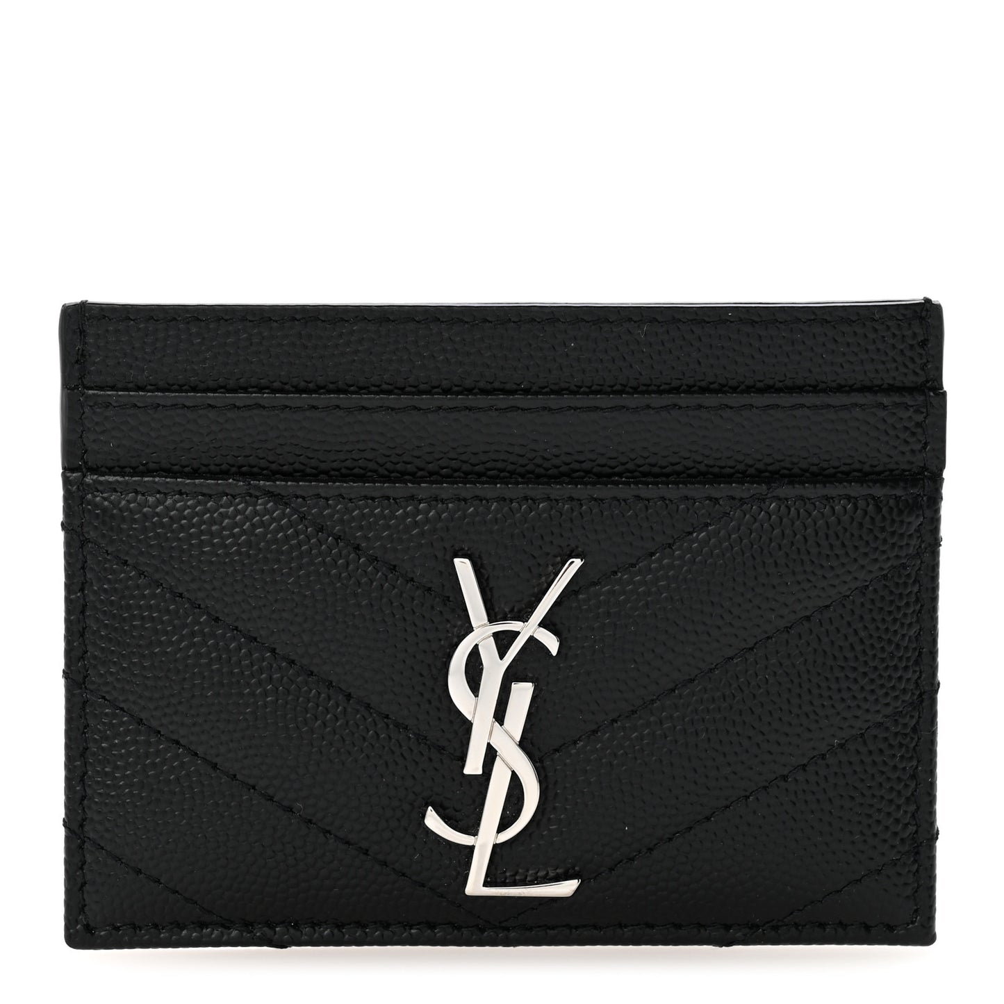 Grain De Poudre Matelasse Chevron Monogram Credit Card Case Black