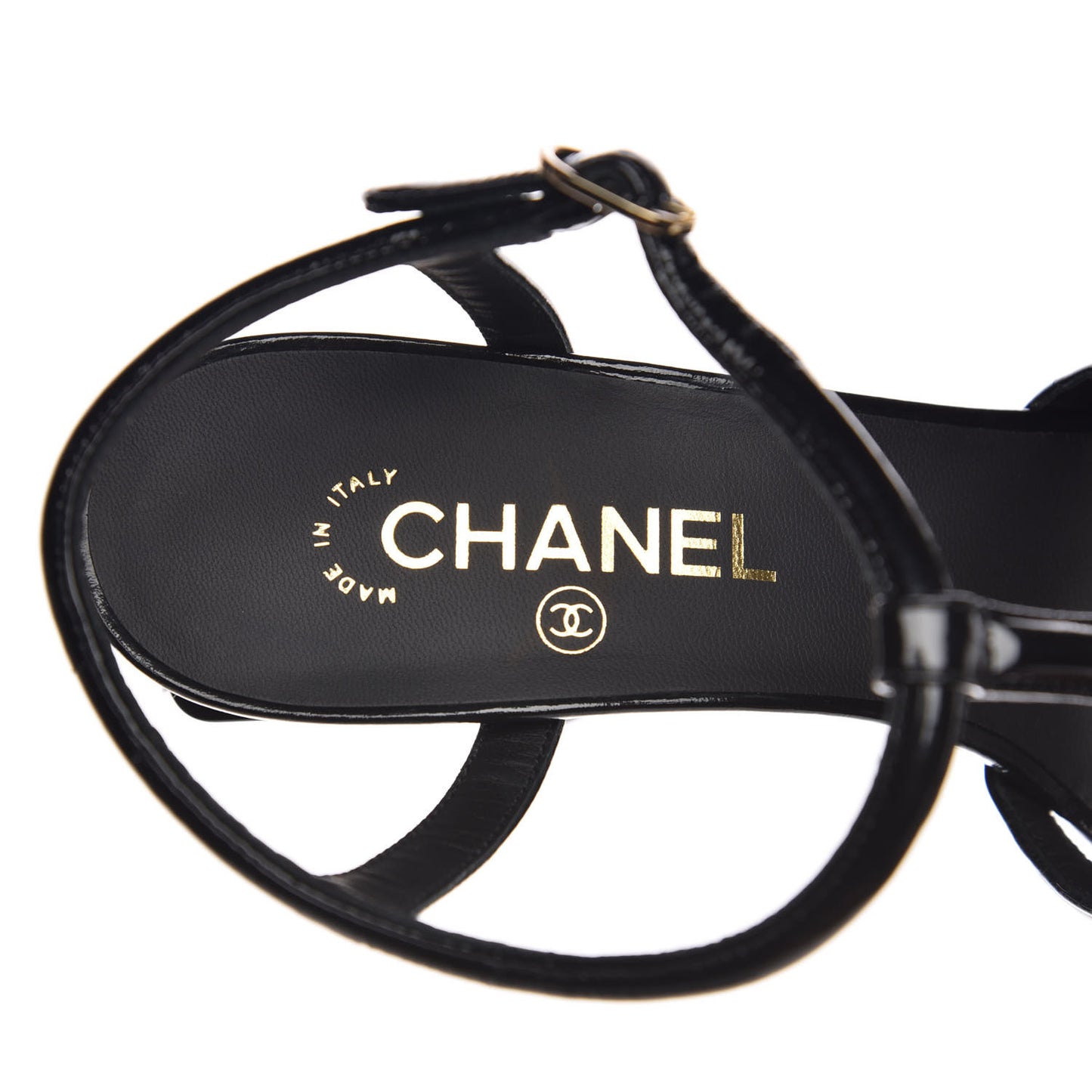 Patent Crumpled Calfskin Parthenon Platform Sandals 41 Black