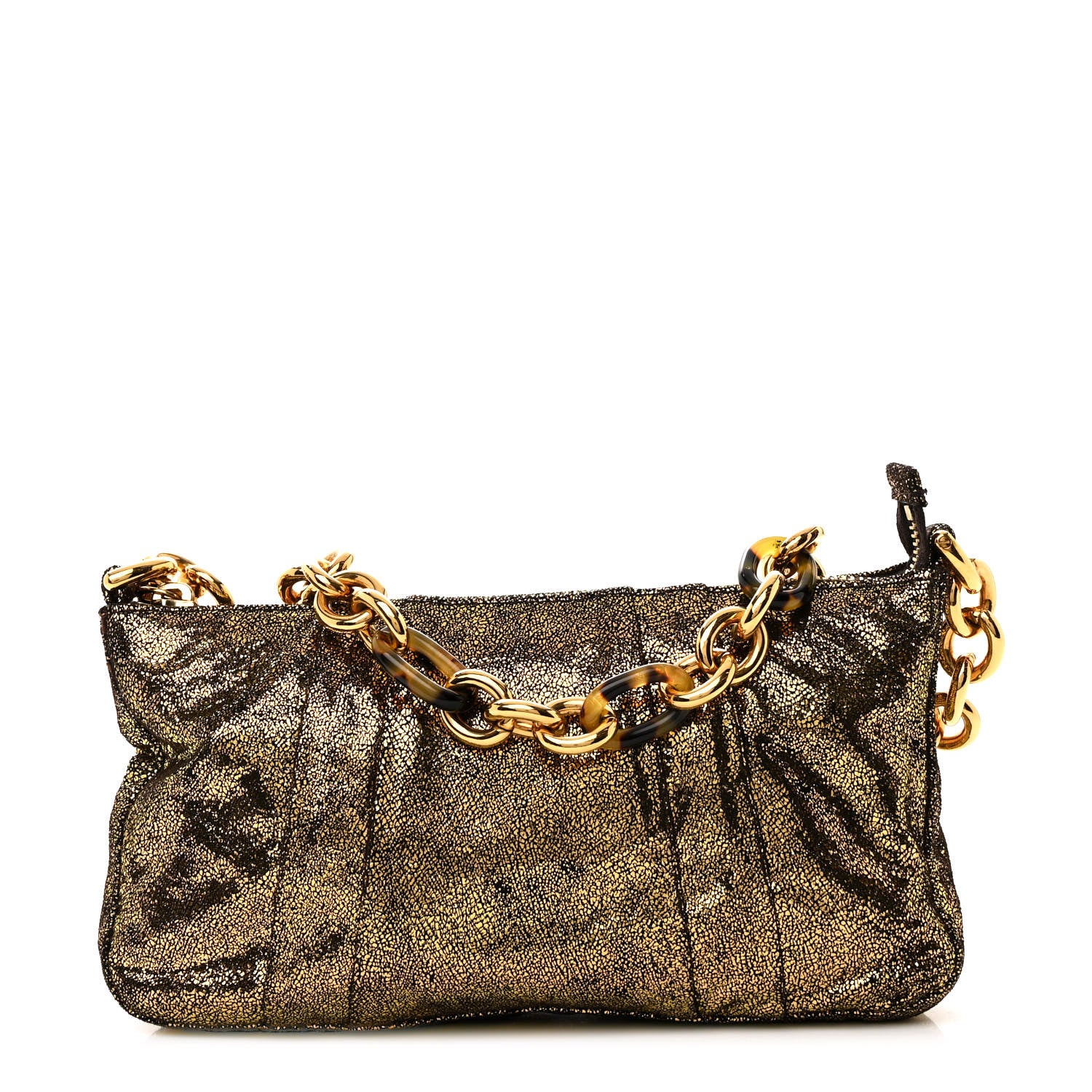 Fendi Metallic Canvas Pochette Gold 1 of 12