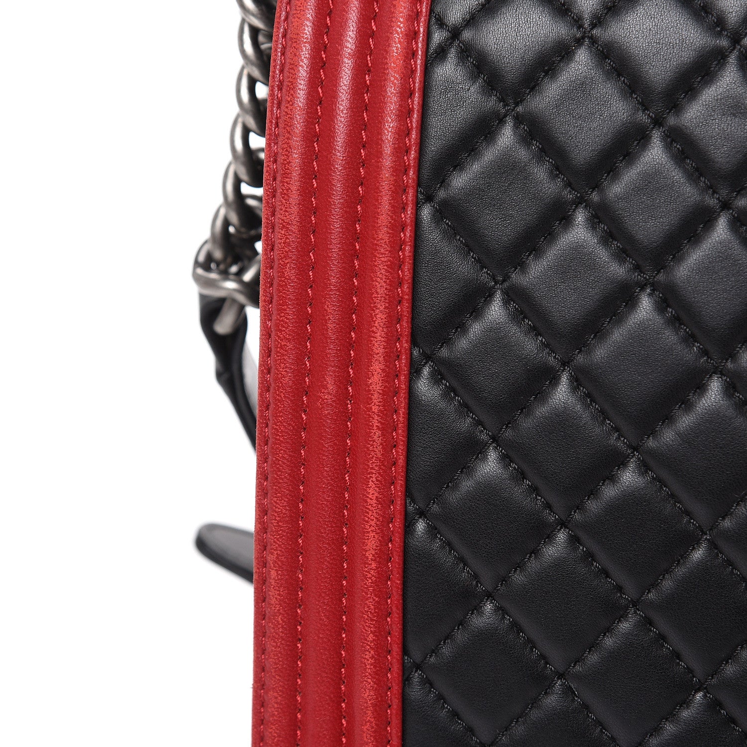 Chanel Lambskin Quilted Large Boy Flap Black Red 13 of 17