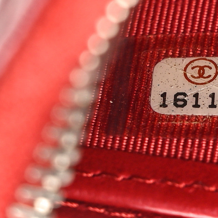 Chanel Lambskin Quilted Large Gusset Zip Around Wallet Red 7 of 11