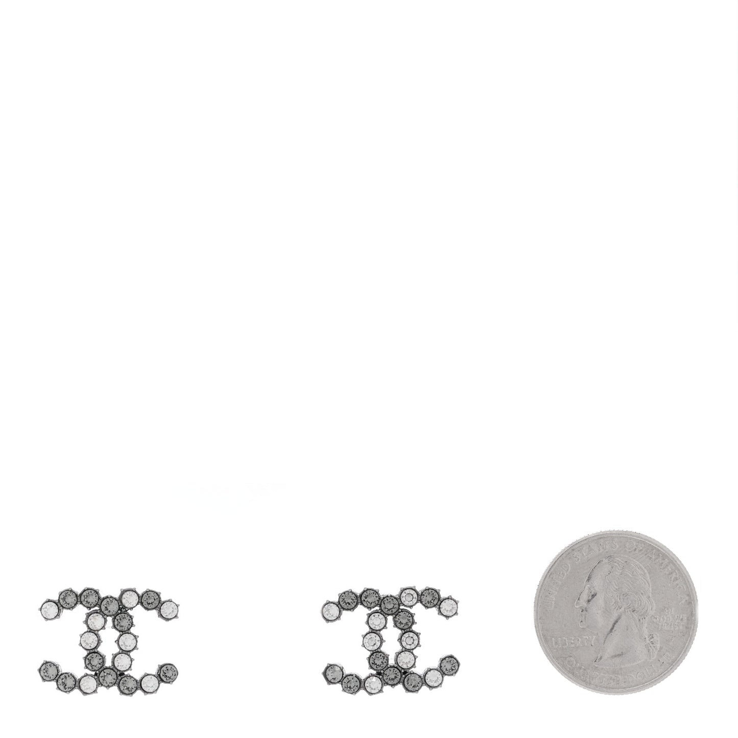 Ruthenium CHANEL Crystal Studded CC Earrings