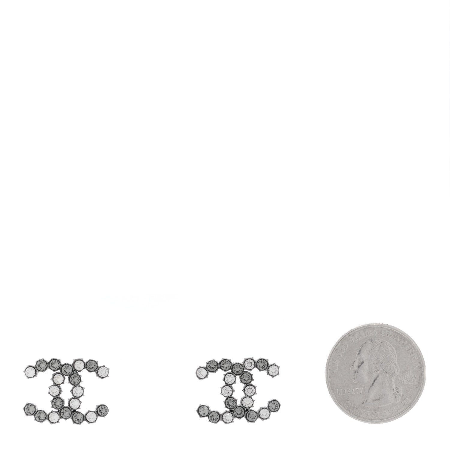 Chanel Ruthenium CHANEL Crystal Studded CC Earrings 2 of 4