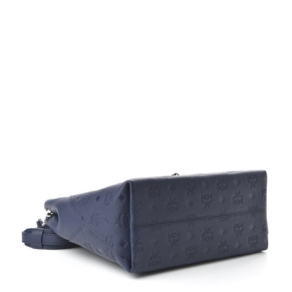 MCM Calfskin Ottomar Monogram Medium Klara Hobo Navy Blue 5 of 10