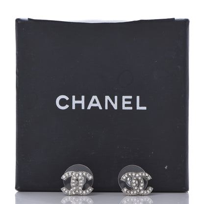 Chanel Crystal Mini Timeless CC Earrings Silver 9 of 10
