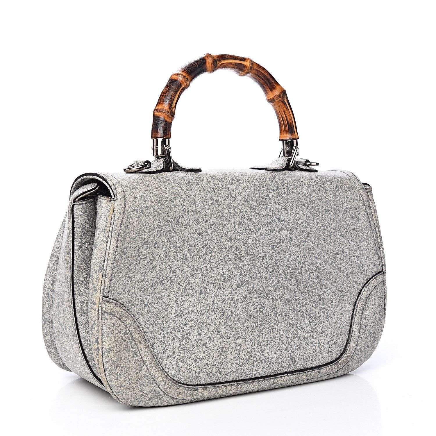 Gucci Calfskin Large New Bamboo Top Handle Bag Light Grey 2 of 10