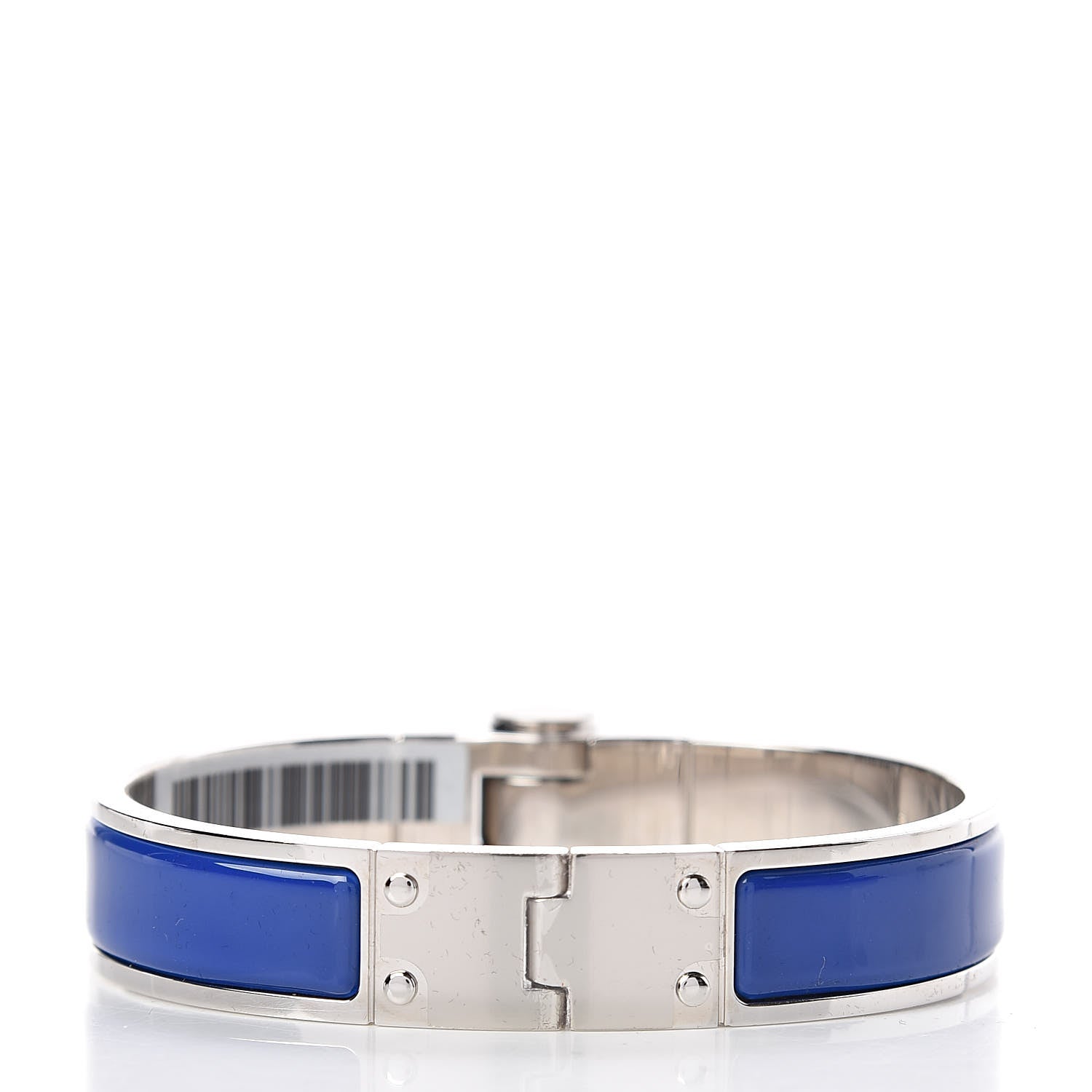Hermes Enamel Charniere Uni Narrow Hinged Bracelet S Bleu Royal 3 of 4