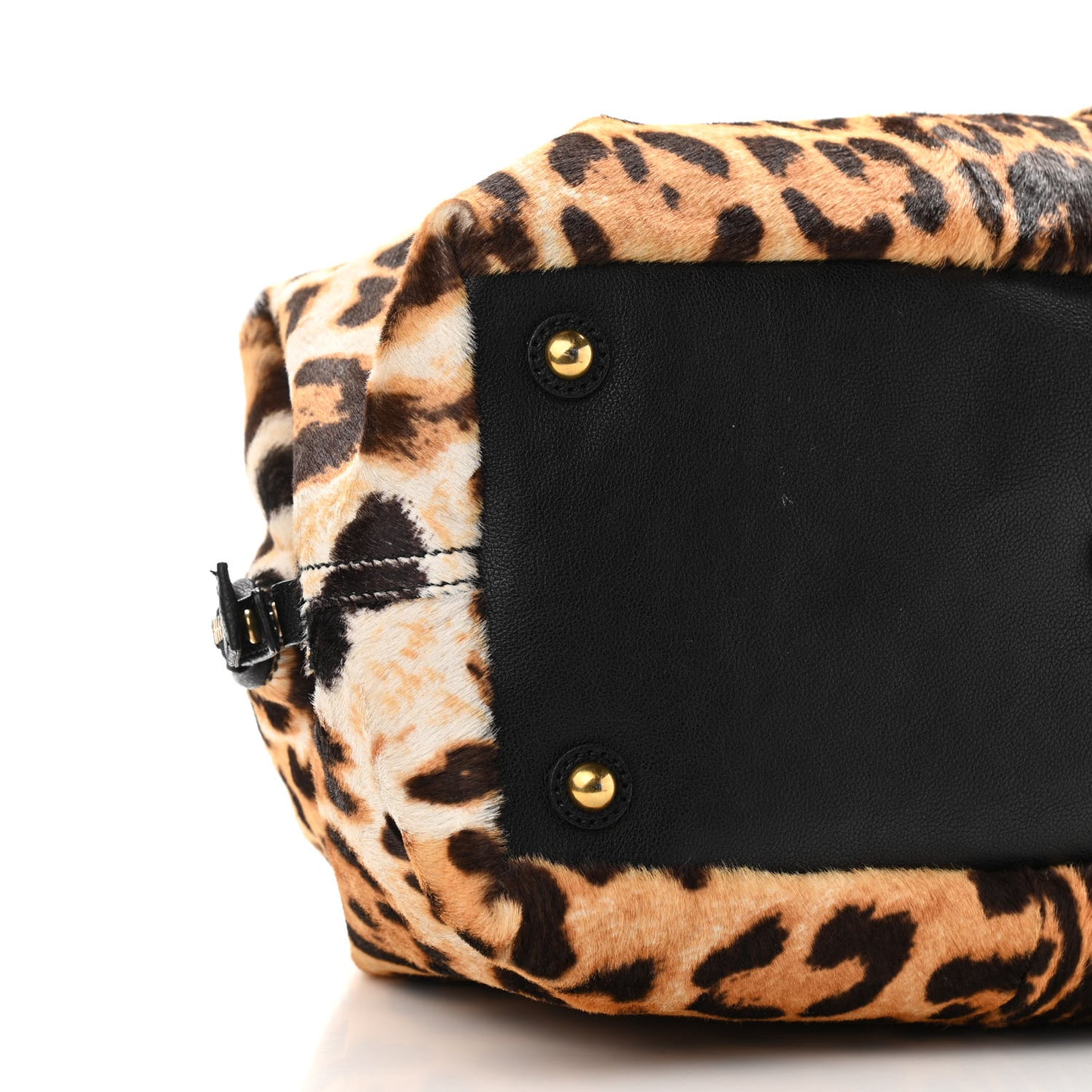 Pony Hair Leopard Print Tote Black