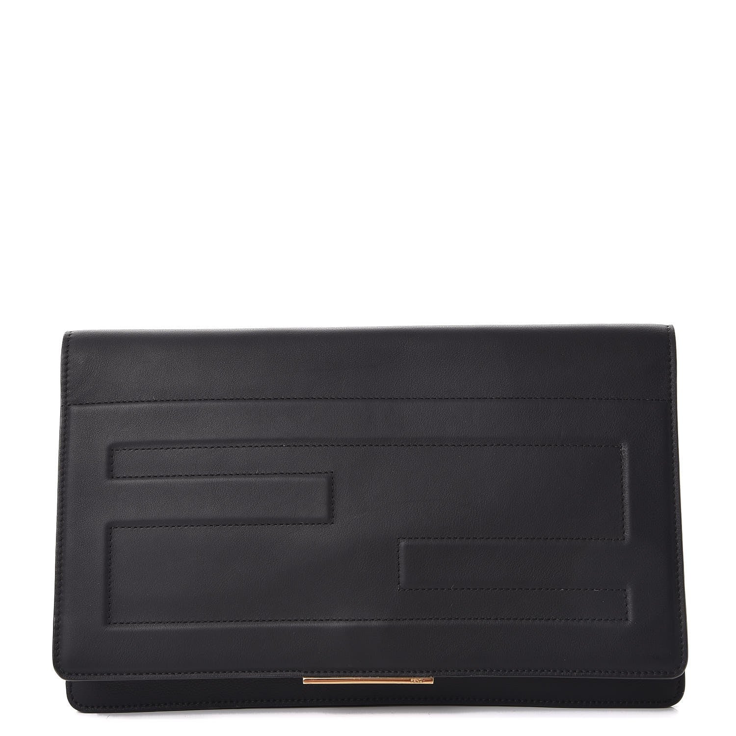 Fendi Vitello Flamingo Tube Macro Clutch Black 1 of 9