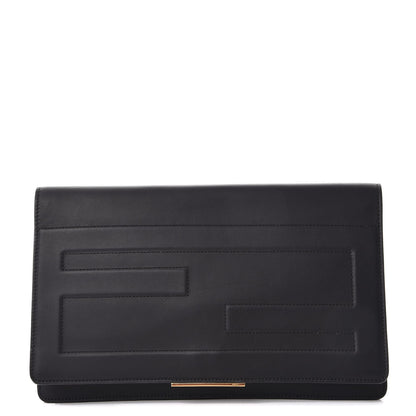 Fendi Vitello Flamingo Tube Macro Clutch Black 1 of 9