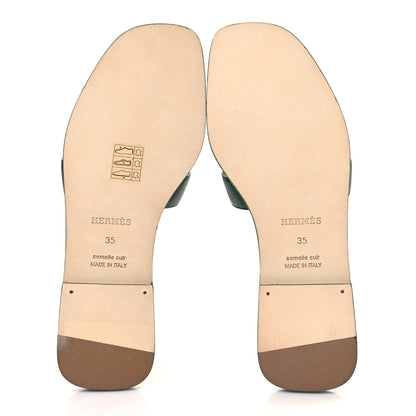 Hermes Epsom Oran Sandals 35 Vert Cactus 5 of 9