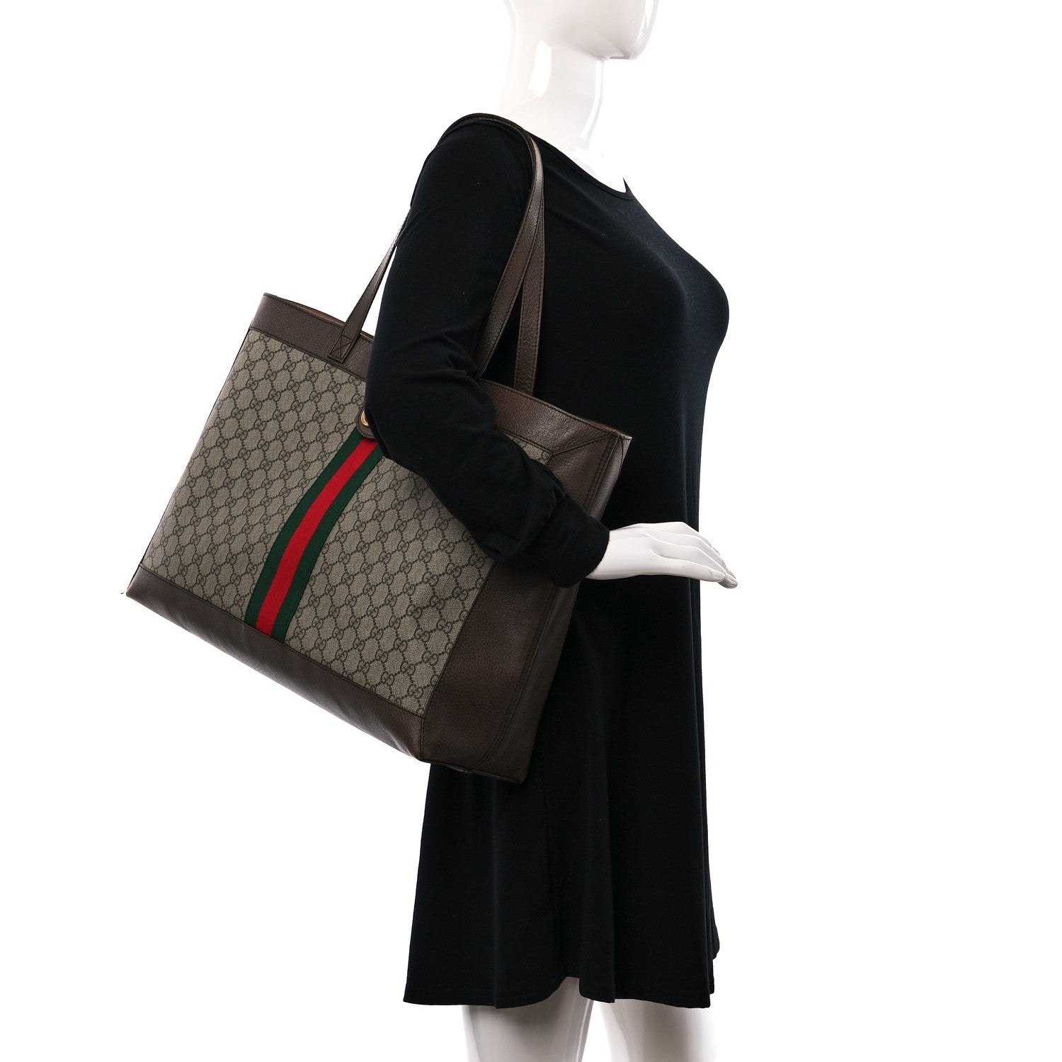 Gucci GG Supreme Monogram Web Ophidia Tote Brown 2 of 11