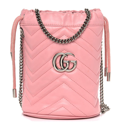 Gucci Calfskin Matelasse Mini GG Marmont 2.0 Bucket Bag Wild Rose 1 of 10
