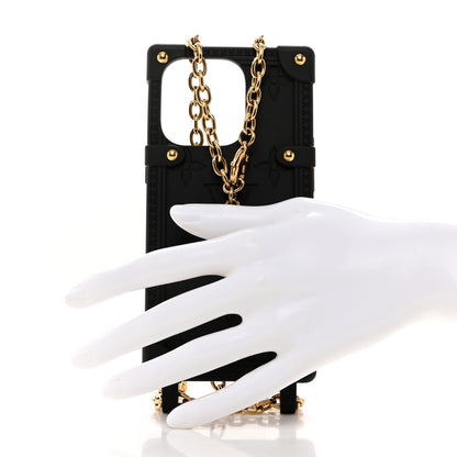 Louis Vuitton Rubber Monogram Trunk With Chain iPhone 14 Pro Case Black 2 of 7