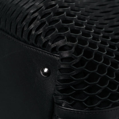 Chanel Calfskin Laser Cut Perforated CC Tote Black 9 of 12