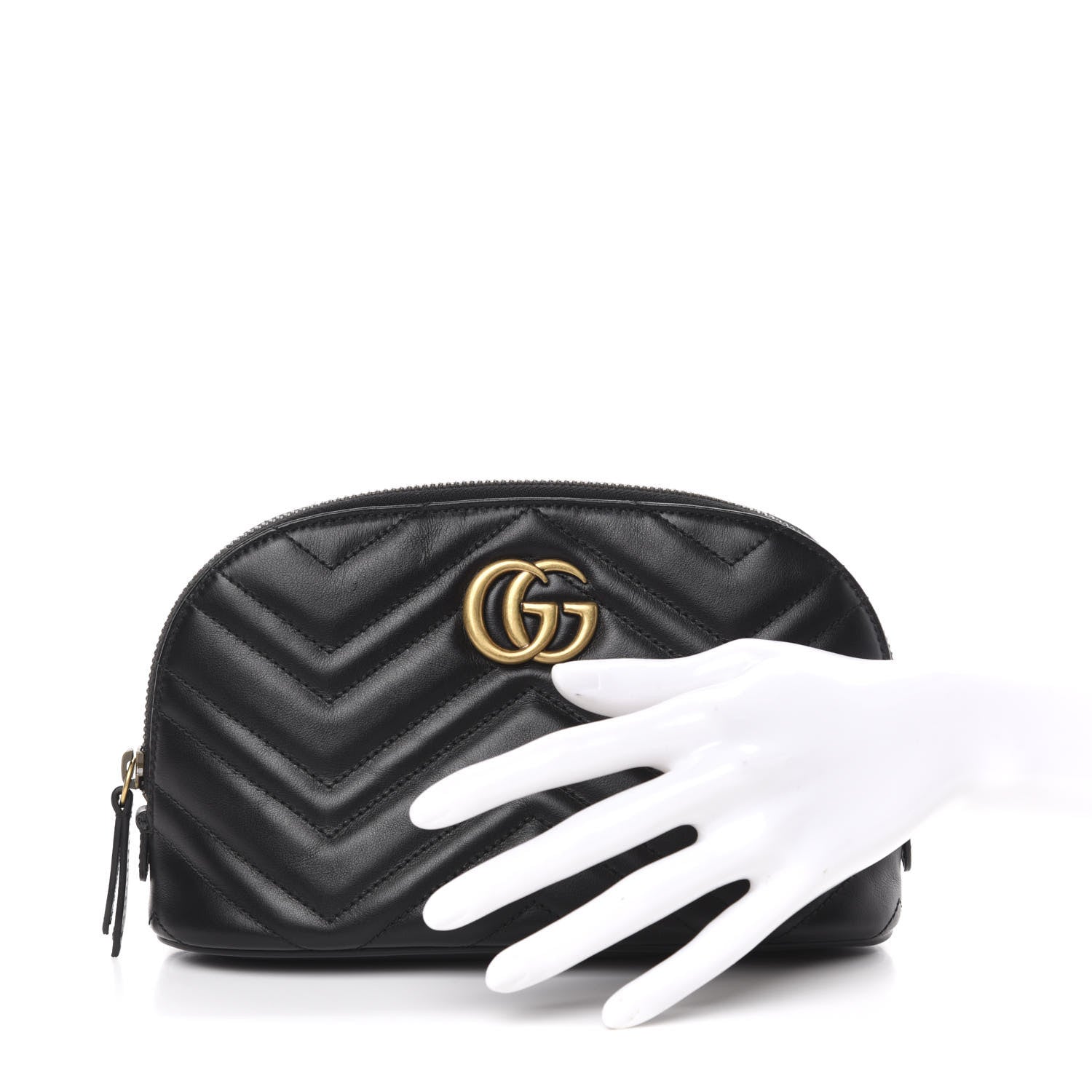 Gucci Calfskin Matelasse Large GG Marmont Pouch Cosmetic Case Black 2 of 9