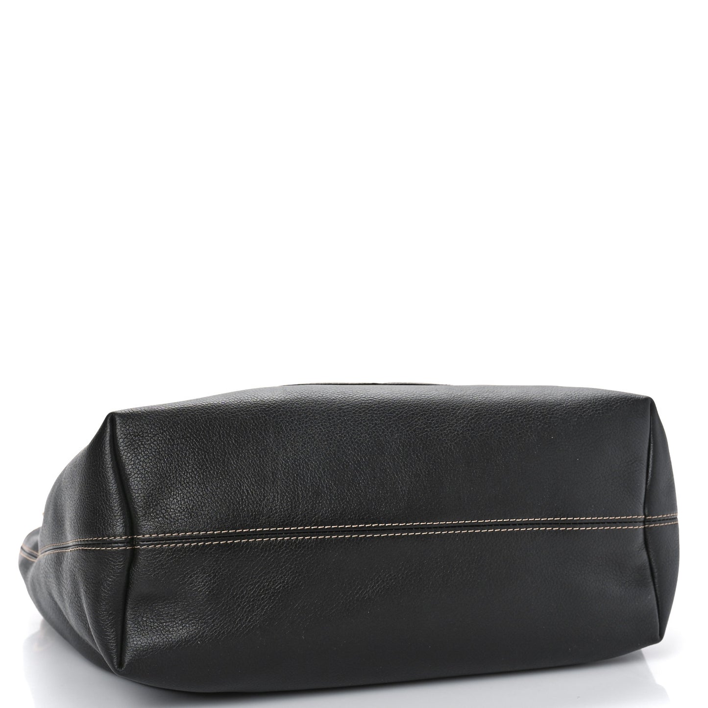 Grained Calfskin CC Drawstring Bucket Bag Black