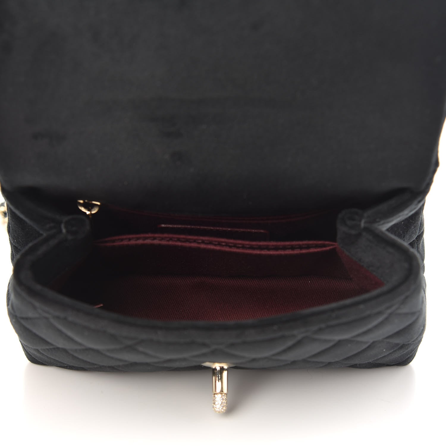 Chanel Velvet Crystal Quilted Extra Mini Coco Handle Flap Black 5 of 10