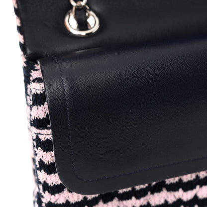 Chanel Tweed Quilted Medium Double Flap Pink Navy 11 of 12