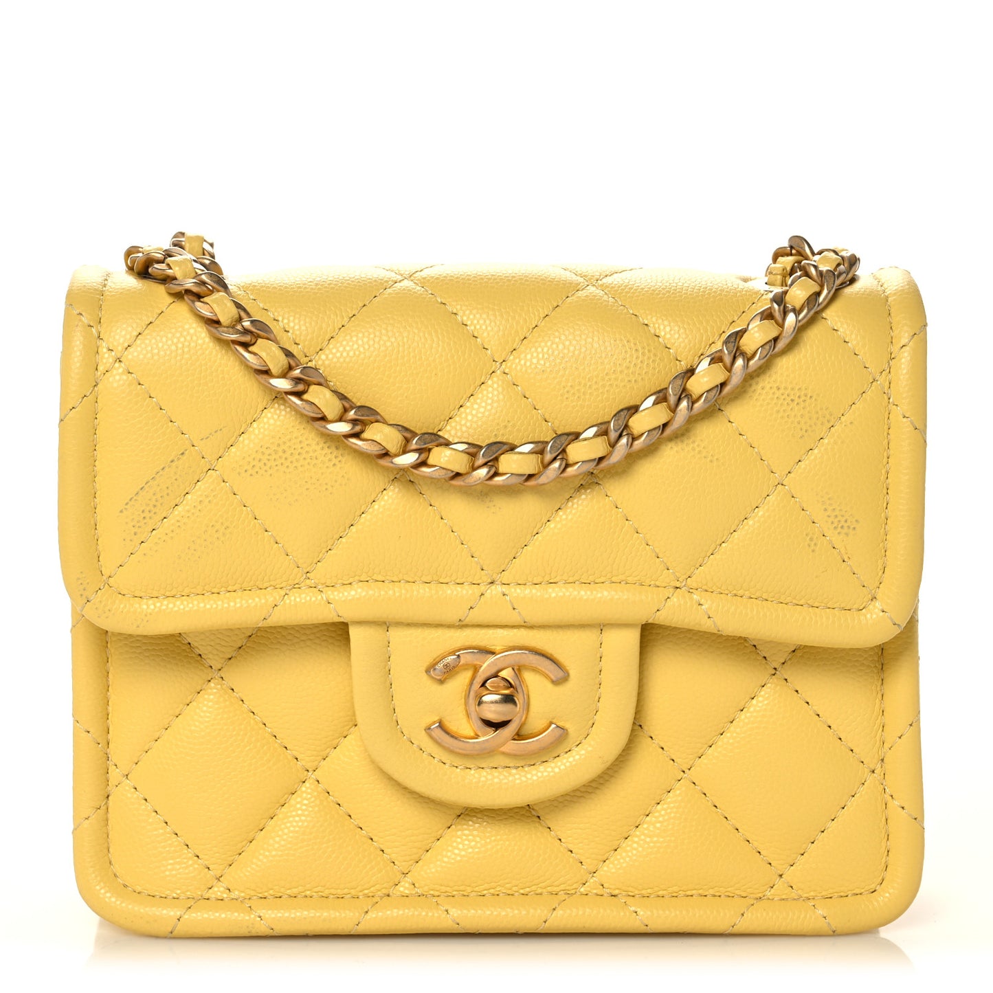Caviar Quilted Mini Sweet Classic Flap Yellow
