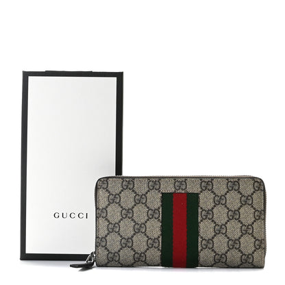 Gucci GG Supreme Monogram Web Zip Around Wallet Beige Cocoa 9 of 9