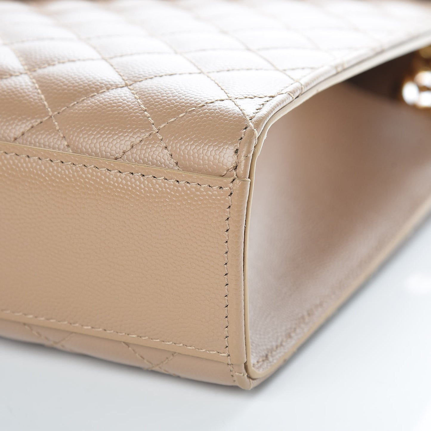 Grain De Poudre Mixed Matelasse Large Triquilt Monogram Satchel Cork