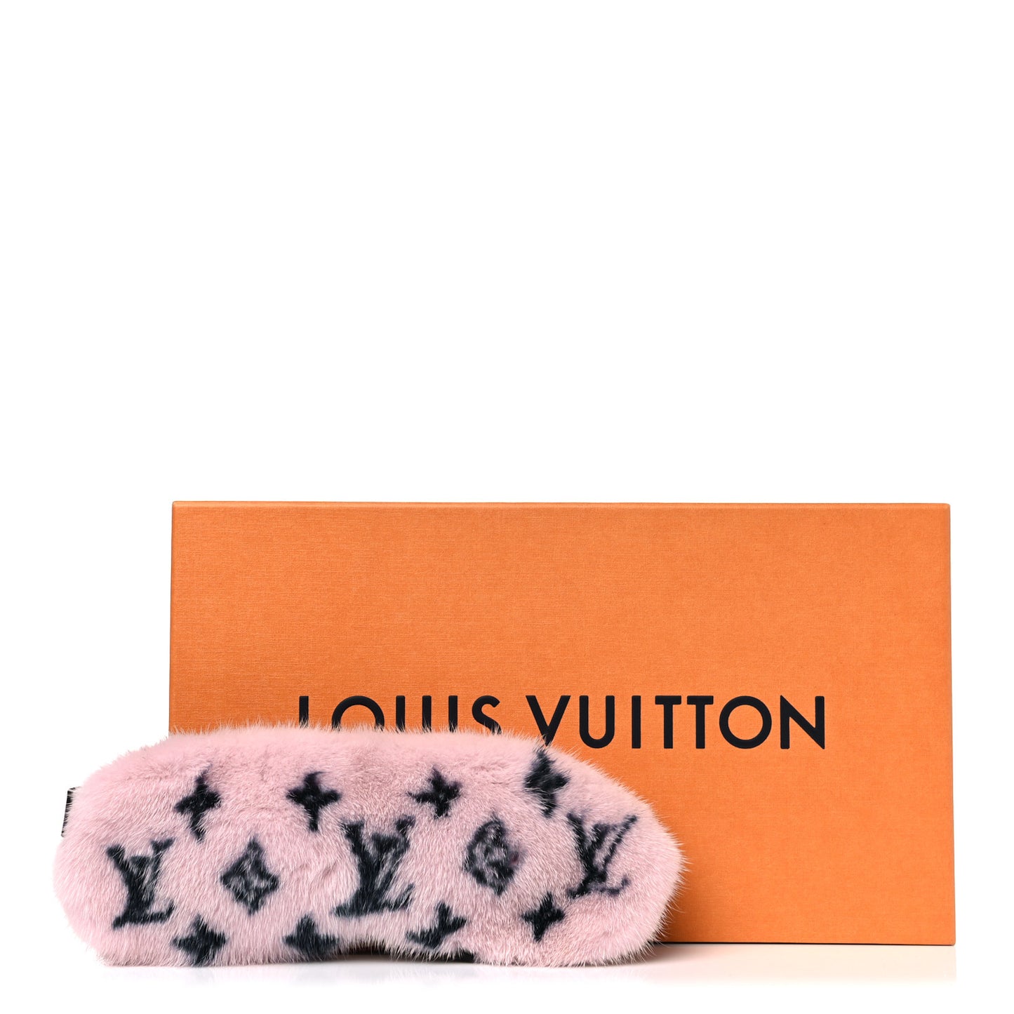 Monogram Mink Fur Sleep Mask Light Pink