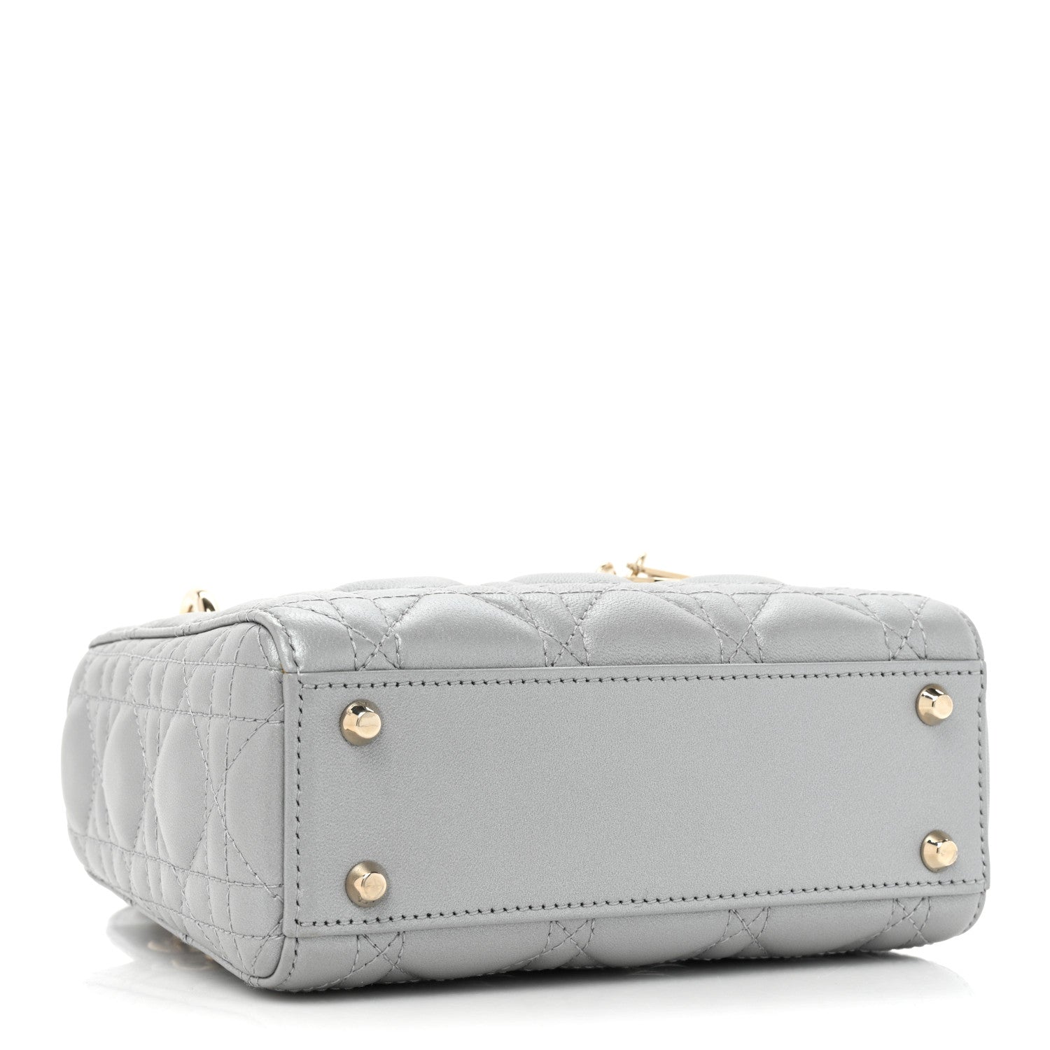 Christian Dior Metallic Lambskin Cannage Mini Lady Dior Grey 4 of 10