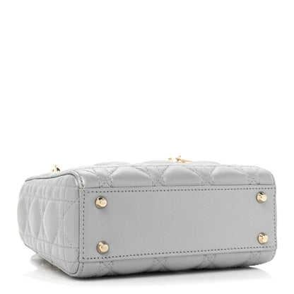 Christian Dior Metallic Lambskin Cannage Mini Lady Dior Grey 4 of 10