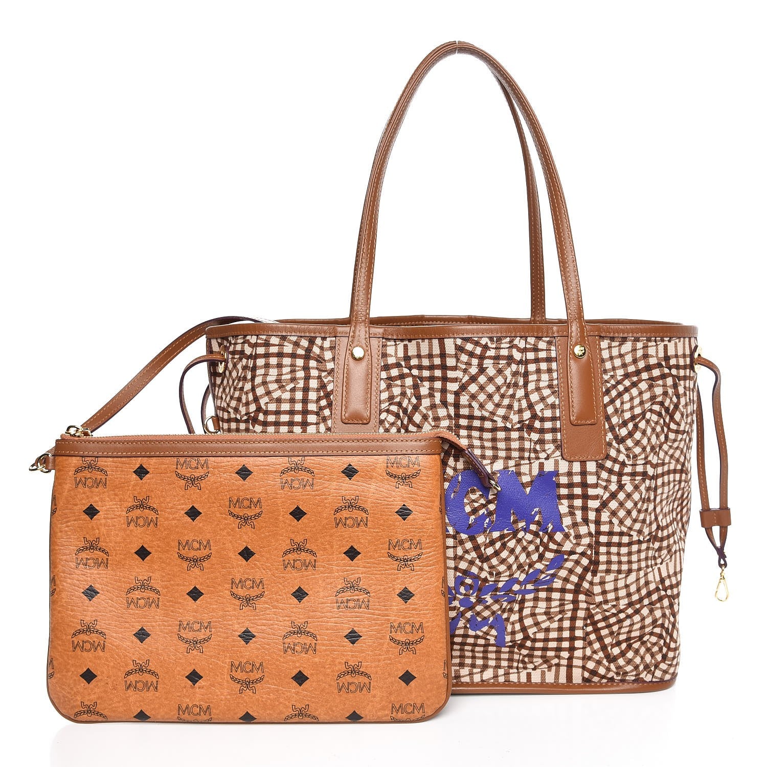 MCM Visetos Medium Liz Reversible Shopper Tote Cognac 5 of 13